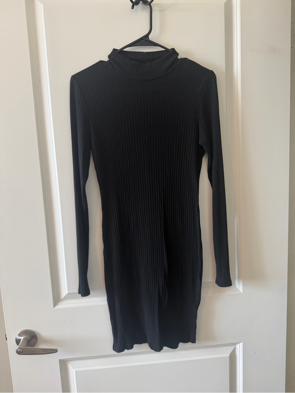 Heart & Hips Black Ribbed Long Sleeve Turtleneck Dress